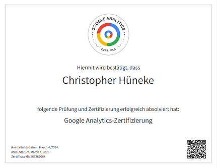 Google Analytics Certified (Christopher Hüneke)